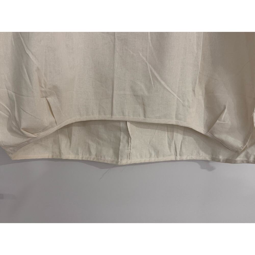 Linen Boxy Top Neutral High Low Hem Minimalist Large NEW - Picture 3 of 5